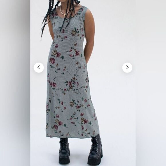 En Focus Studio 18 Sleeveless Floral&Houndstooth Print Women's Maxi Dress - Picture 1 of 11